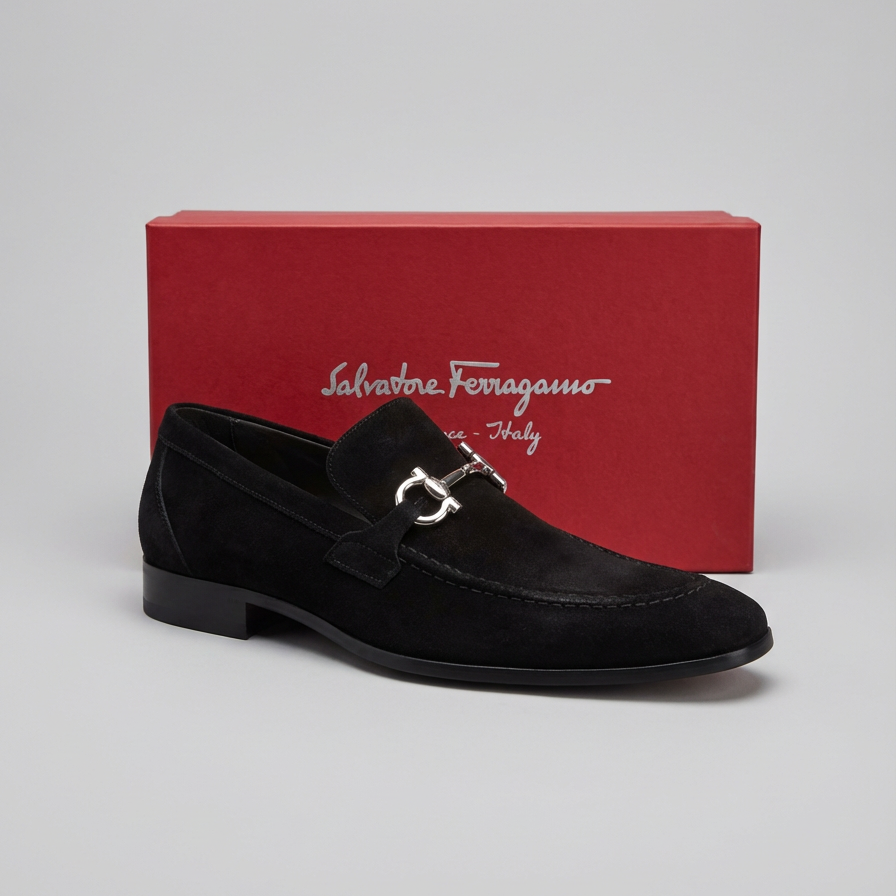 Sapato Social Masculino SF Italy Preto Argentino em Camurça