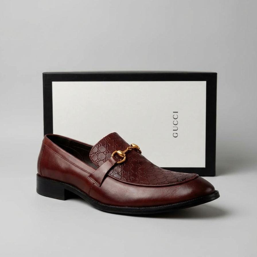 Sapato Loafer Social Gucci Italy Mouro Metallic