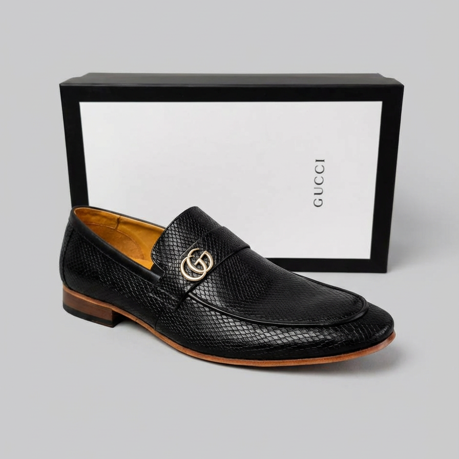 Sapato Loafer Social Gucci Italy Croco "GG"