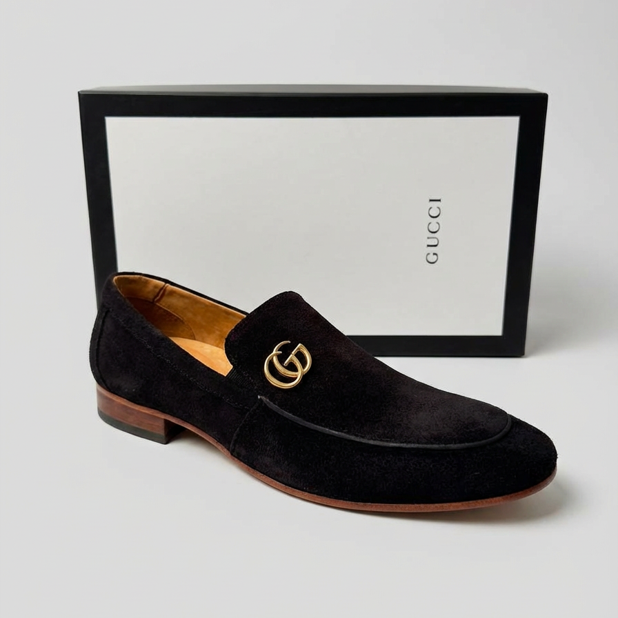 Sapato Loafer Social Gucci Italy 'GG" mini Camurça