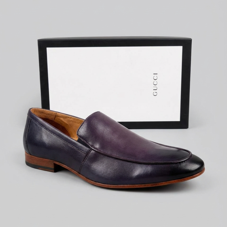Sapato Loafer Social Gucci Italy em Couro Navy