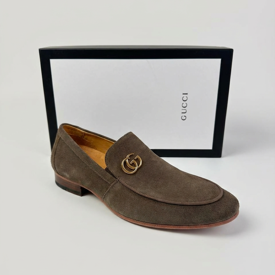 Sapato Loafer Social Gucci Italy 'GG" mini Camurça