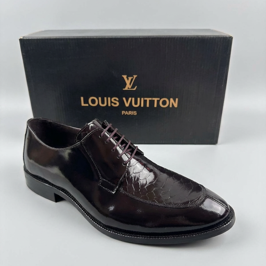 Sapato Social Derby Louis Vuitton Black Estampado