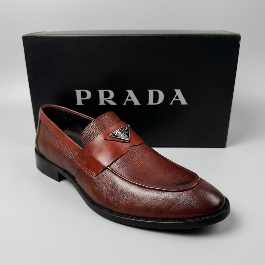 Sapato Loafer Prada Silver Metallic Mouro