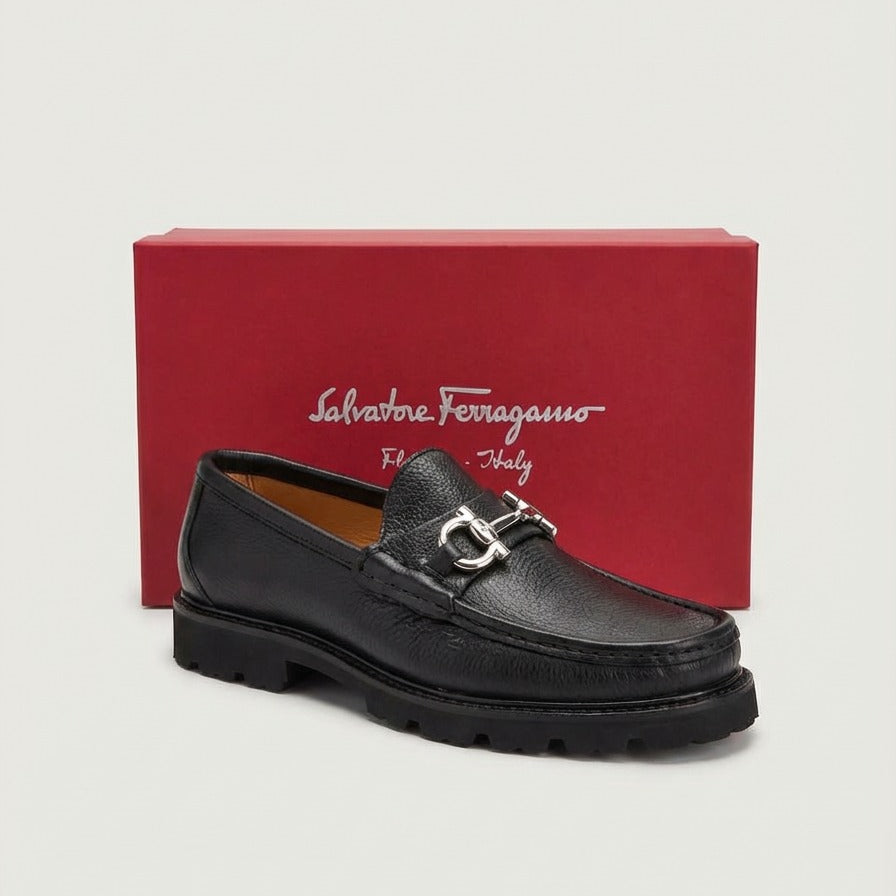 Loafer Ultra Leve SF Italy Preto Metal Prata