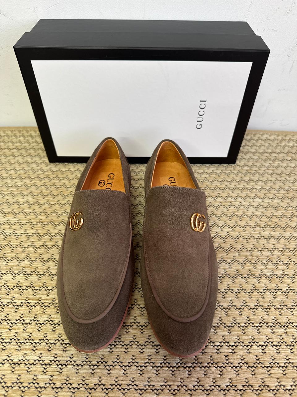 Sapato Loafer Social Gucci Italy 'GG" mini Camurça