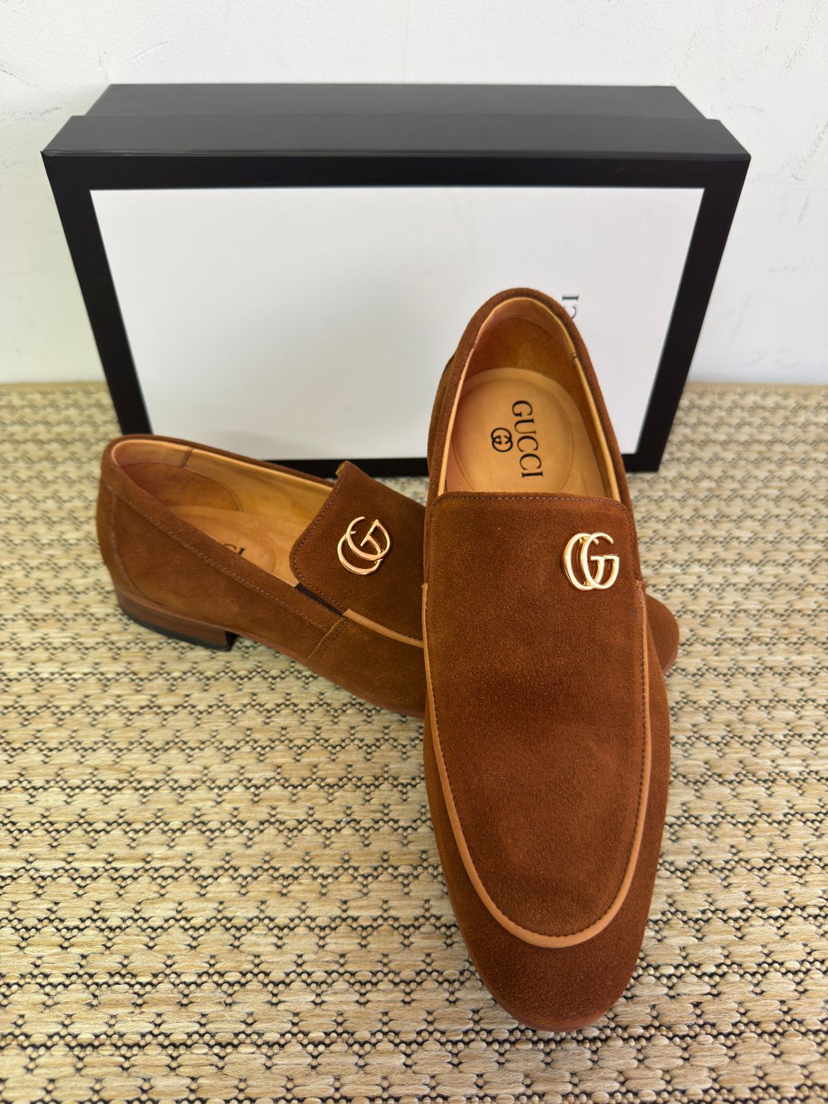 Sapato Loafer Social Gucci Italy 'GG" mini Camurça