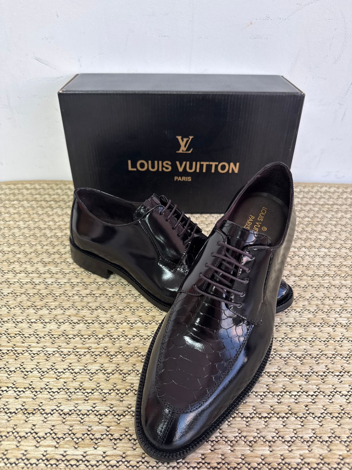 Sapato Social Derby Louis Vuitton Black Estampado