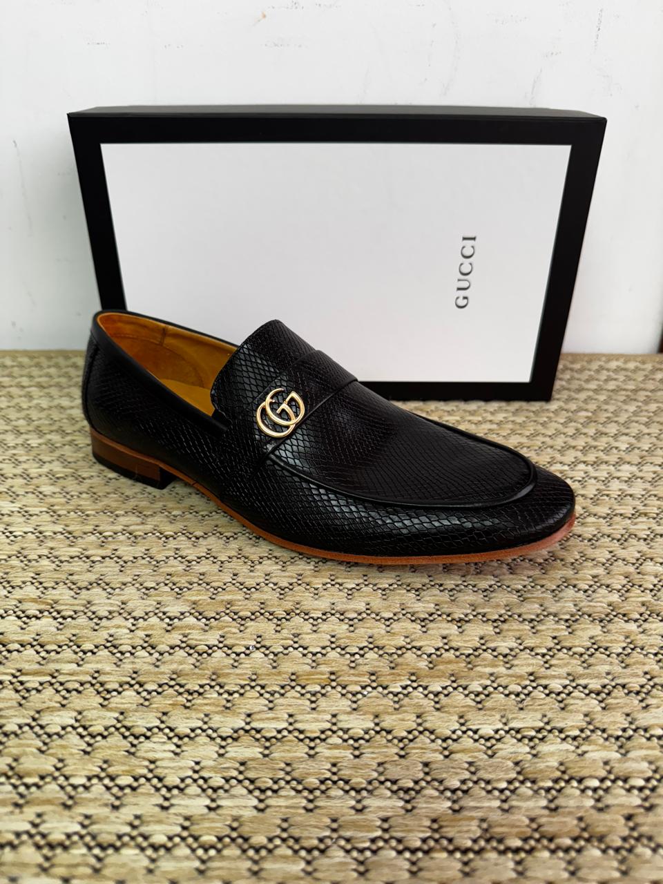 Sapato Loafer Social Gucci Italy Croco "GG"